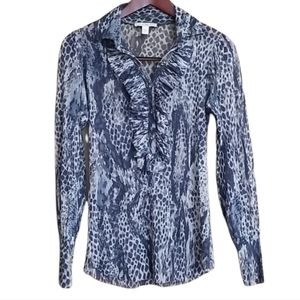 Weston Wear Sheer Mesh Top Black Gray Snake Python Print Medium